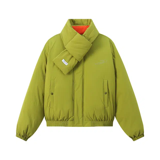 江南先生 摇粒绒保暖防风围巾设计感撞色反光星星印花宽松休闲棉衣棉服 男女同款