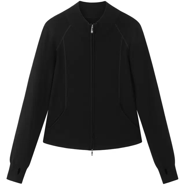 太平鸟 简约软糯鱼骨线显瘦双拉链紧身开衫针织衫 女款