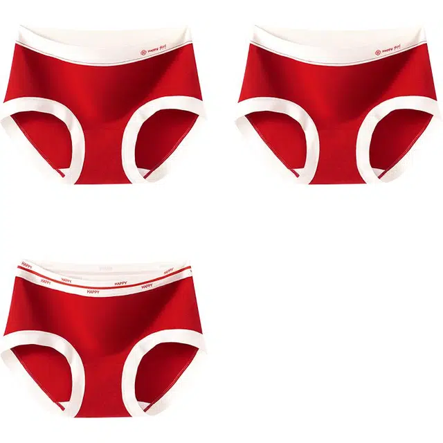 帕兰朵 无痕本命年裤头女抑菌蛇年结婚安可拉红三角内裤 女款