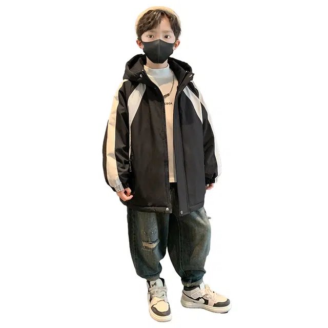 俞兆林派克服 男大童连帽美式拼色加绒加棉派舒适保暖 青少年
