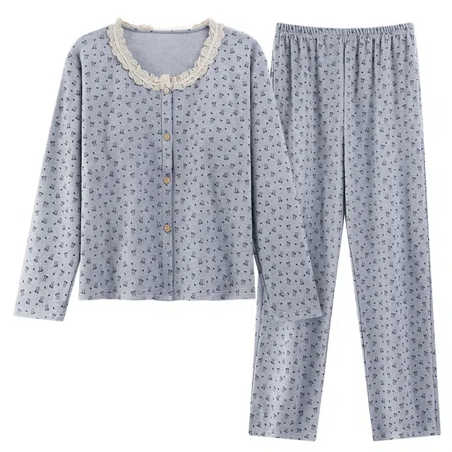 莫代尔 舒适柔软亲肤细腻保暖休闲简约个性时尚百搭长袖长裤家居服可外穿睡衣套装 女款