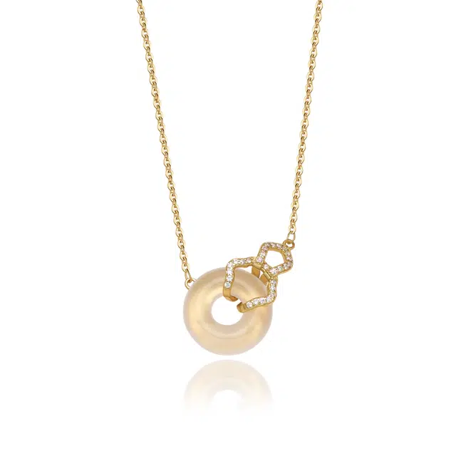 克兰茜 福禄平安扣 新中式国风福气满满平安纳福招财进宝守护 简约小众设计 古风冷淡精致氛围感时尚锁骨链 好运 玉髓 项链 女款