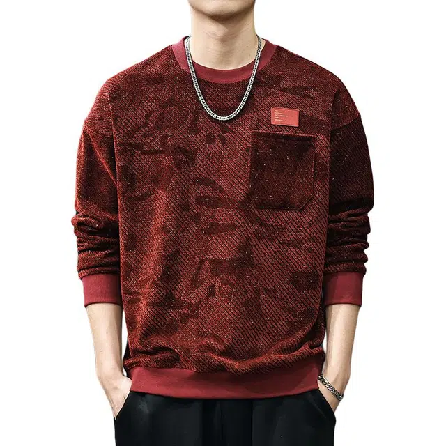 前进牛 秋季圆领美式复古经典潮流潮牌极简风肌理感宽松休闲户外百搭大码长袖上衣卫衣 男款