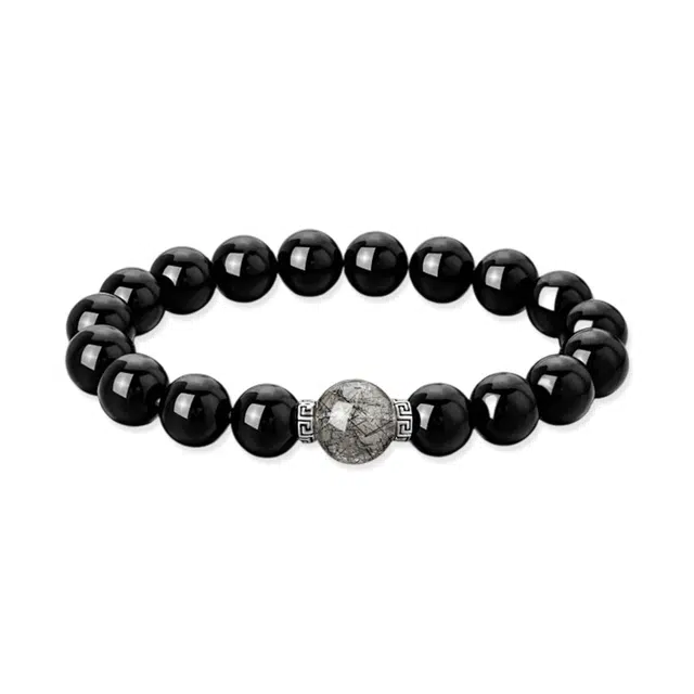 凤祥囍事 老凤祥 青丝 新中式复古小众简约大气转运珠 轻奢素雅本命年上岸好运 优雅韵味 黑曜石 手串 男女同款情侣款