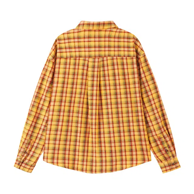 江南先生 日系复古腊肠狗刺绣条纹秋不对称斜门襟休闲百搭外套长袖衬衫 男女同款