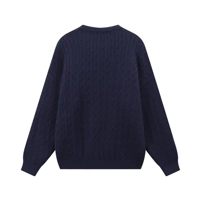 江南先生 纯色立体纹理舒适亲肤圆领绞花慵懒感宽松保暖针织毛衣 男女同款