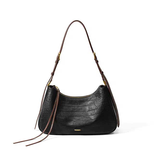 西木汀 寻游 小众设计高级感通勤简约休闲百搭托特包 牛皮 单肩斜挎包 常规 女款 深邃黑/暖驼棕