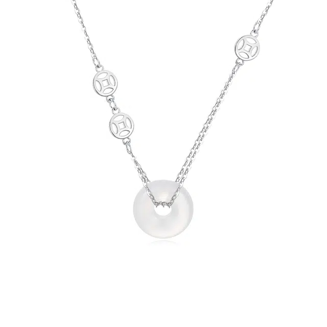 【招财纳福】 周大生 钱币平安扣吊坠 平安顺遂财运滚滚 新中式气质优雅清冷感小众轻奢设计高级百搭#好运 玉髓 项链 男女同款情侣款