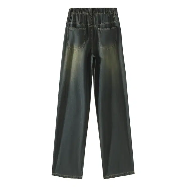 巴塞罗那足球俱乐部 直筒阔腿高街潮流美式复古百搭垂感水洗时尚高级感痞帅小众日常舒适简约牛仔裤 男女同款