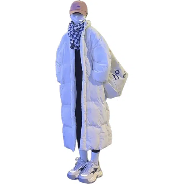 敲模女孩 韩系学院风高级感小个子加厚过膝棉袄外套长款棉服 女款