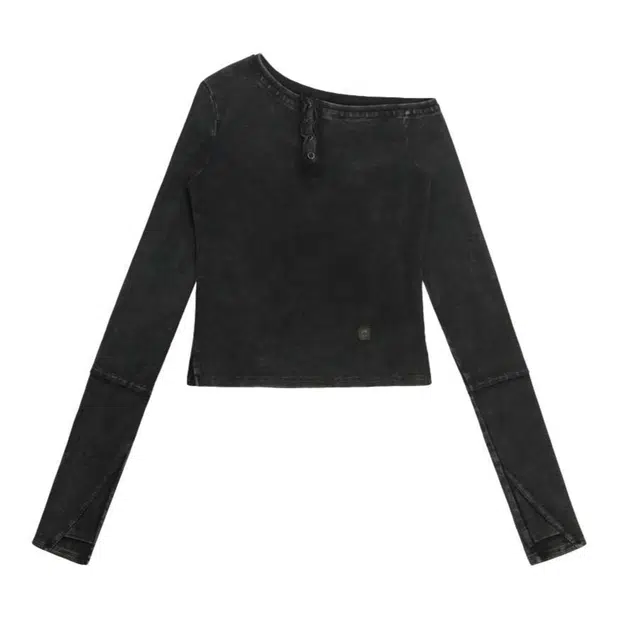 TREEMINGBIRD One-Shoulder Henley Neck Long Sleeve T