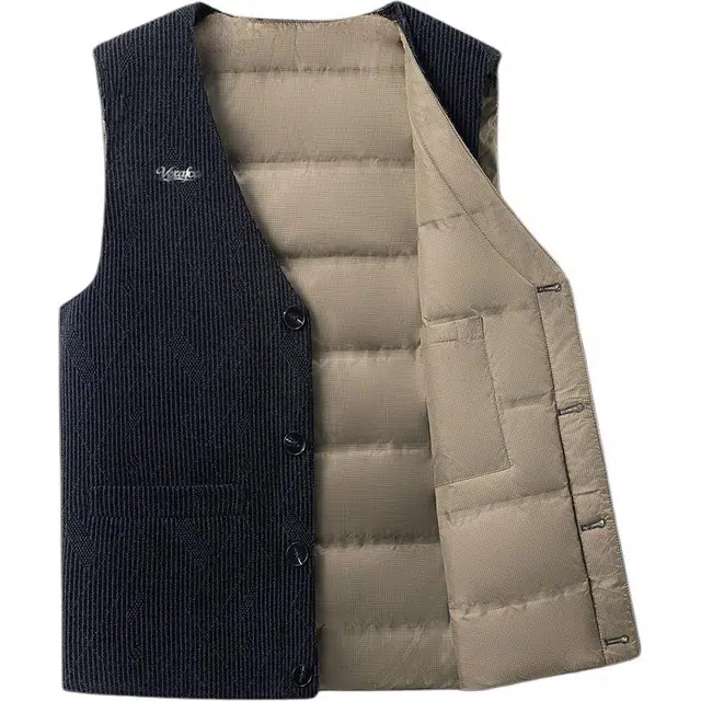 冬季加厚保暖鸭绒背心男士秋冬高端商务休闲开衫外套经典百搭内搭坎肩  羽绒马甲  男款