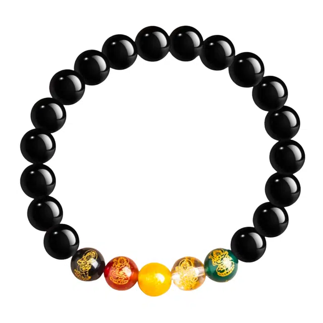 石在行 五路财神  招财转运 平安纳财纳福 国潮复古 轻奢小众百搭 佛珠文玩盘玩#好运 黑曜石 手串 男女同款情侣款