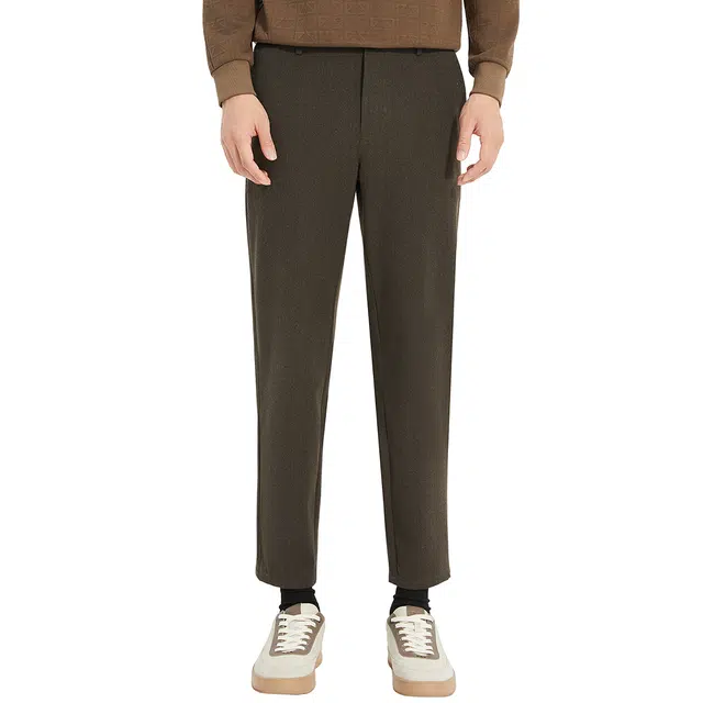 利郎 都市通勤宽松纯色弹力百搭九分休闲裤 男款