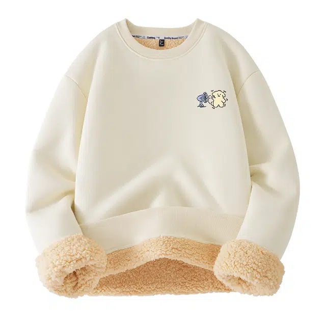 棉致 吹风小狗基础时尚通勤舒适简约套头内穿外搭美式羊羔绒百搭重磅秋冬御寒高级感微落肩圆领卫衣 男女同款