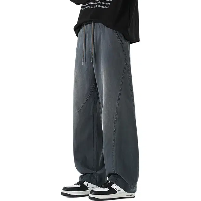 童先森 弯刀男秋季宽松直筒潮牌美式高街水洗休闲裤子牛仔裤 男款