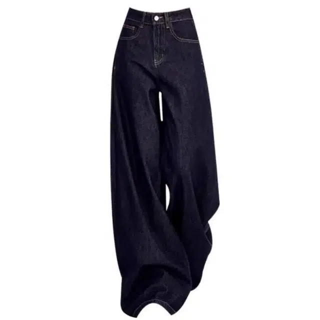 小卷要加油 美式复古阔腿女春秋高腰显瘦宽松垂感直筒拖地裤牛仔裤 女款