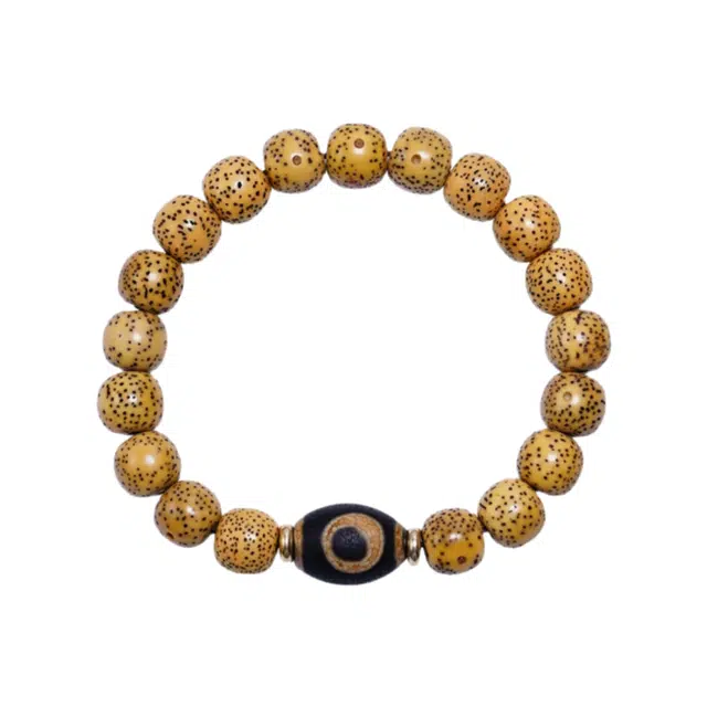 茂琼 新中式国潮文化气息典雅文玩念珠转运珠藏式民族风天珠手链文玩配饰复古时尚精致高级文玩念珠好运 星月菩提 手串 男款