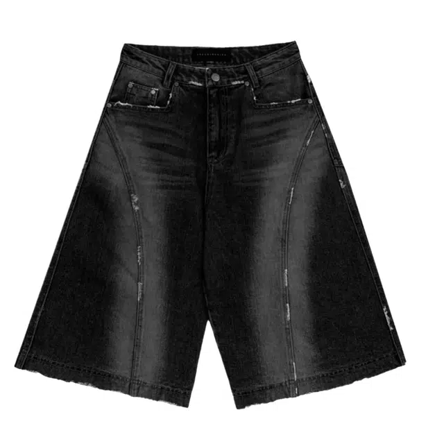 TREEMINGBIRD Ripped Pants Bermuda Denim