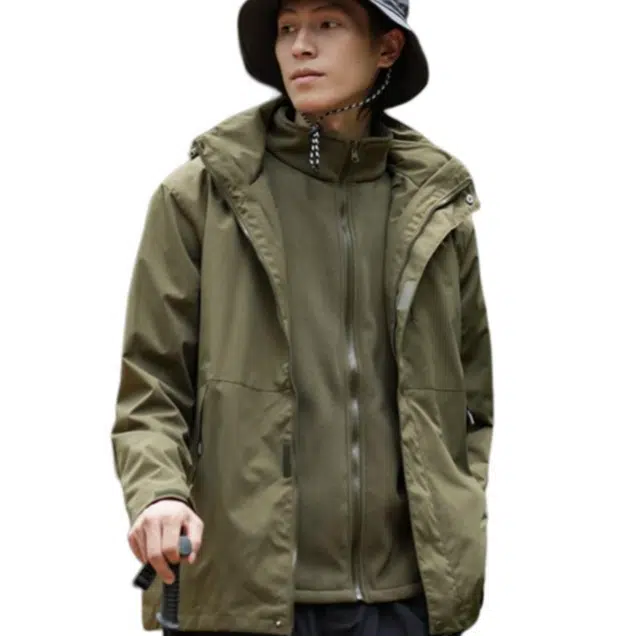 杜克恩  户外远足三合一美式休闲摇粒绒内搭连帽登山运动  防水防风冲锋衣 男款