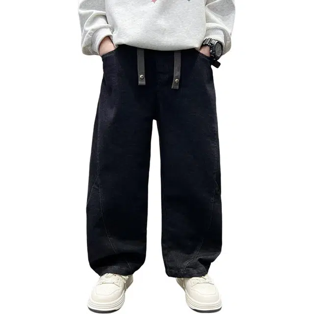 黑恐龙牛仔裤 男童秋季帅酷炸街时髦长裤