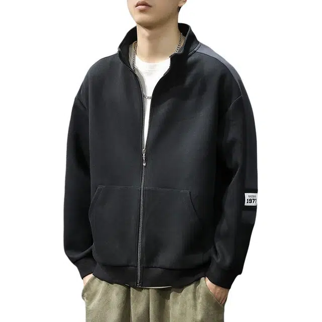 前进牛 美式经典复古潮流潮牌立领休闲户外百搭宽松运动卫衣 男款