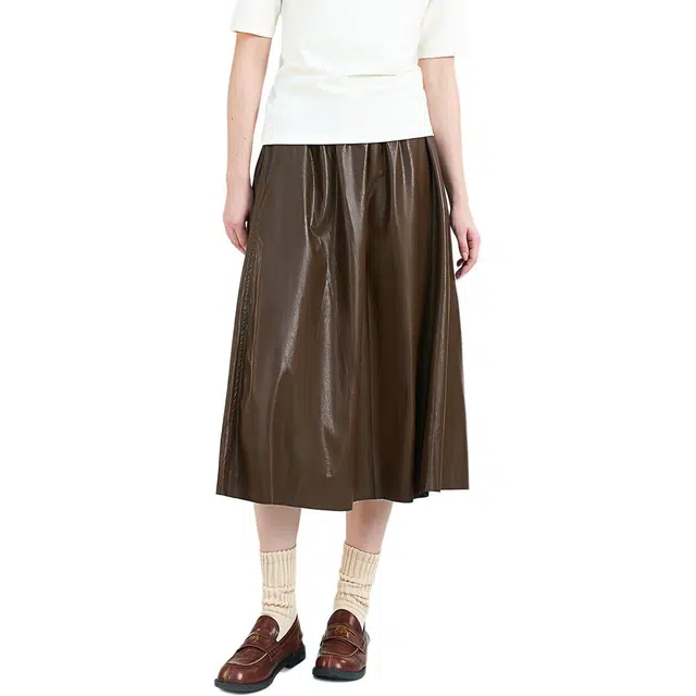 木果果木 秋季 复古优雅松紧腰哑光休闲长裙 宽松 女款