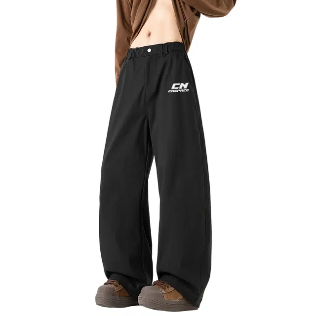 中国航天 美式复古高街水洗做旧阔腿弯刀裤高级感潮流百搭日常通勤显高显瘦垂感裤休闲裤 男女同款