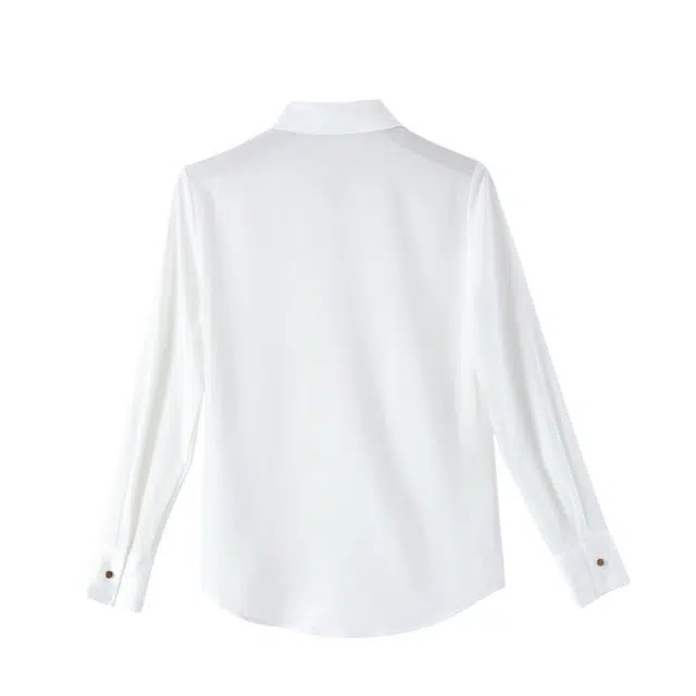 晚白 时尚翻领肌理印花职业通勤面料丝滑衬衣 女款