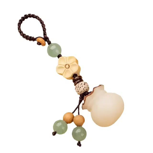 【平安吸取】 缇克玺 创意手工钱袋手机链 挂件 高档汽车钥匙扣 招财福袋包挂  白玉菩提 好运 男女同款情侣款