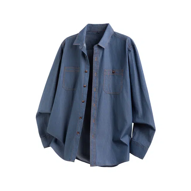 瑞梵帝斯 秋季日系美式潮牌轻薄透气宽松大码松弛感学生党运动休闲吸湿排汗抗皱易打理凉感翻领短袖简约百搭外套男生衬衫 男款