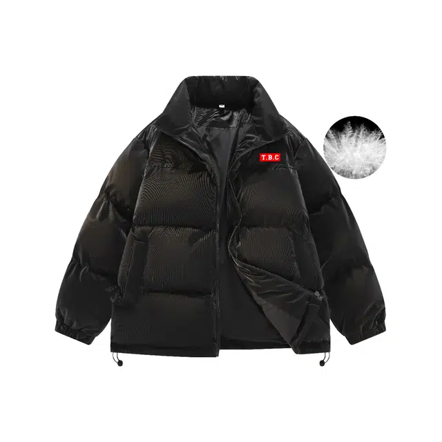 泰迪珍藏 美式复古百搭休闲保暖云朵泡芙氛围感无性别主义日常通勤假两件宽松连帽加厚防风御寒羽绒服外套 男女同款