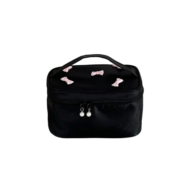 艾情草之恋奶油粉蝴蝶结化妆包新款高颜值便携大容量旅行洗漱包收纳包