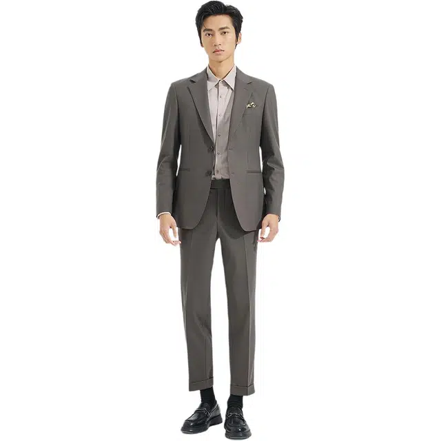 利郎 品味商务纯色含绵羊毛休闲平驳领秋季西装套装 男款