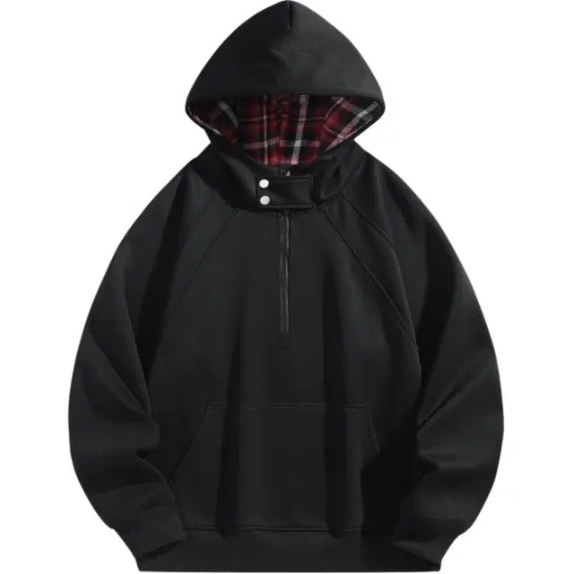 海尔斯 潮流百搭简约纯色连帽宽松落肩套头卫衣 男款