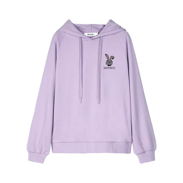 米子旗 秋季时尚洋气卡通动漫插肩袖长袖通勤套头卫衣 女款