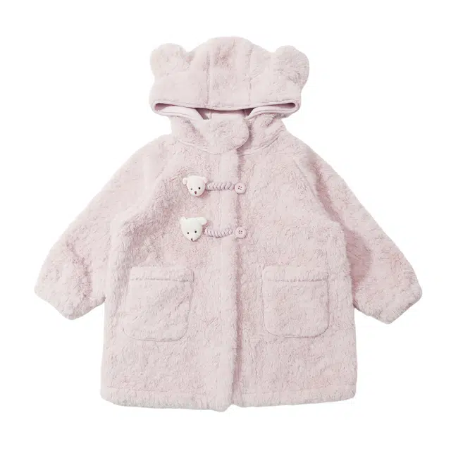 雅鹿 甜美柔软加绒加厚小熊毛毛衣呢大衣 儿童款