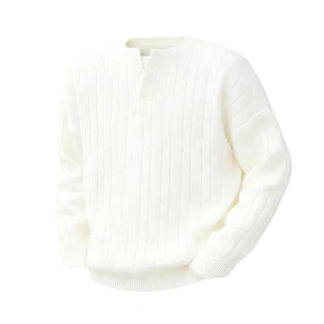 半空山 美式复古老钱风绞花亨利领纯色高级感打底衫柔软舒适亲肤不扎肉修身不臃肿时尚百搭套头针织衫 男女同款