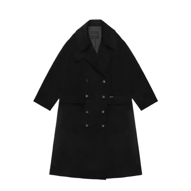 TREEMINGBIRD High Neck Double Button Wool Long Coat