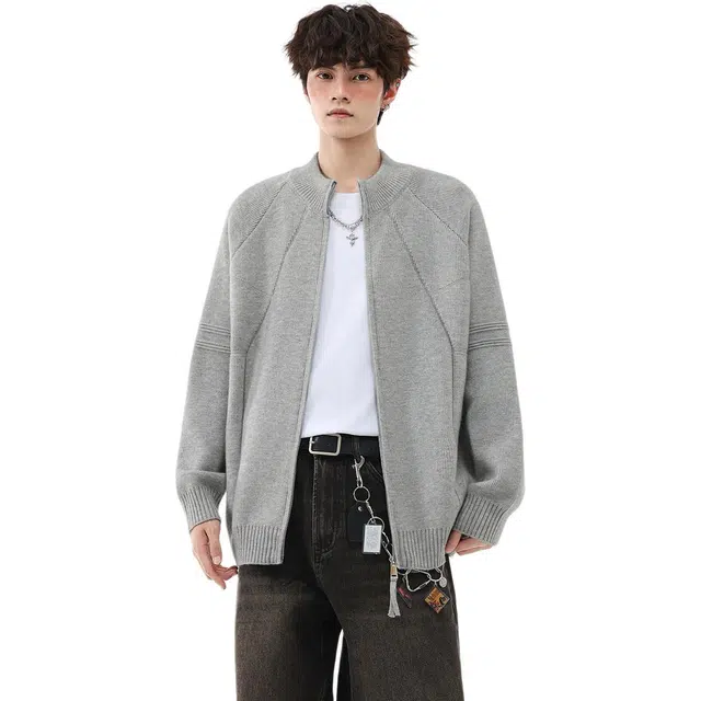 佐菲利 美式慵懒松弛感老钱风重磅潮牌复古宽松休闲线衫外套针织衫 男女同款