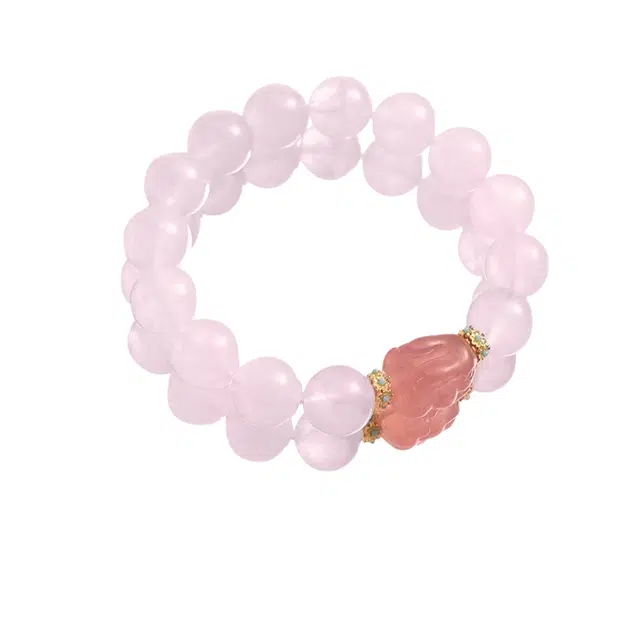 仙园韵 粉草莓晶玉兔桃花款 招桃花石 招桃花招正缘 转运纳福 气质百搭约会表白#好运 粉水晶 手串 女款