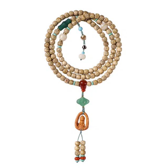 子婳 新中式国风复古民族风小众设计藏式老型珠藏式手持多圈叠戴佛珠文玩盘玩手持念珠#好运 星月菩提 手串 男女同款情侣款