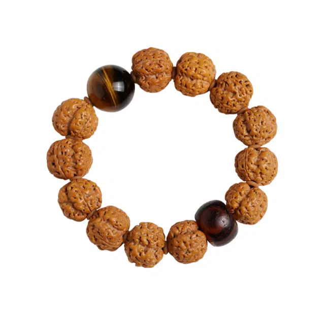 茂琼 财源滚滚新中式欧辰复古风格四瓣尼泊尔原籽盘玩佛珠文玩时尚百搭手工雕刻精美工艺高级文玩#好运 金刚菩提 手串 男款