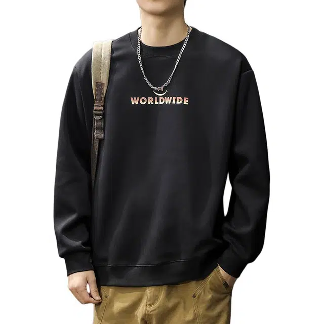 前进牛 美式复古潮牌笑脸圆领高街痞帅运动长袖休闲卫衣 男款