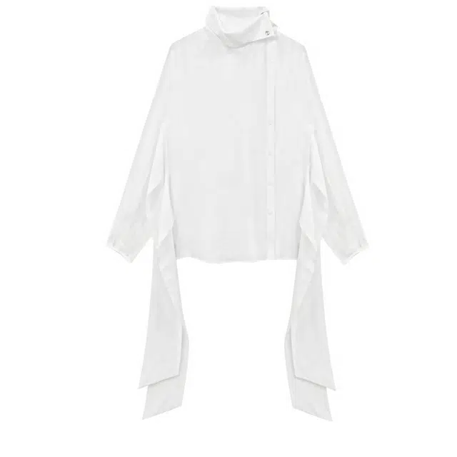 TREEMINGBIRD FW25 3-way High-neck Wrap Wrap Blouse
