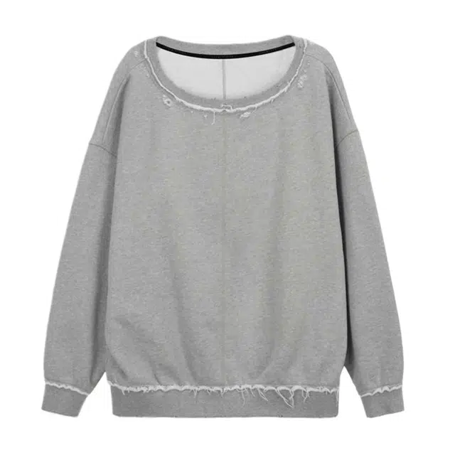 TREEMINGBIRD Boat Neck Sweat Shirt Scratch Damage