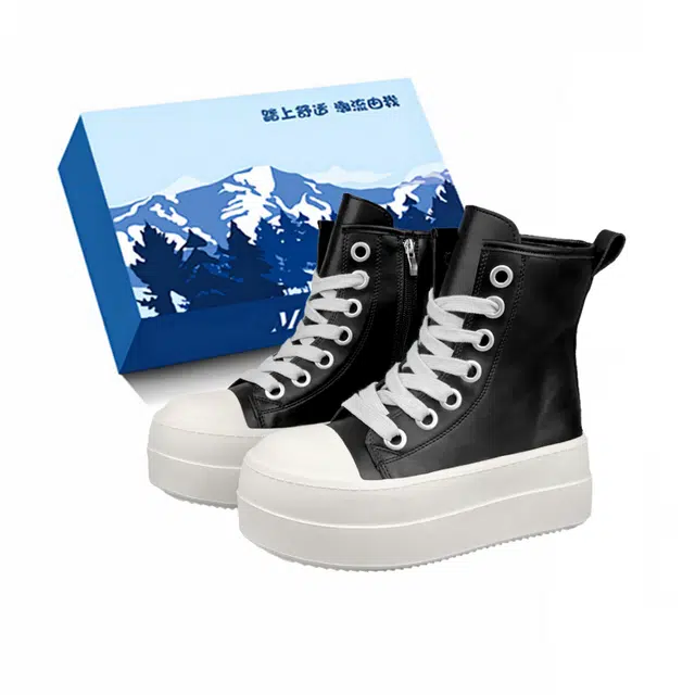 小鹿米利 厚底增高小白鞋小个子百搭面包鞋子大头 高帮 板鞋 女