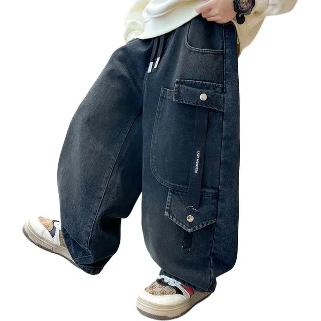 黑恐龙牛仔裤 加绒加厚冬季标准韩版长裤 青少年