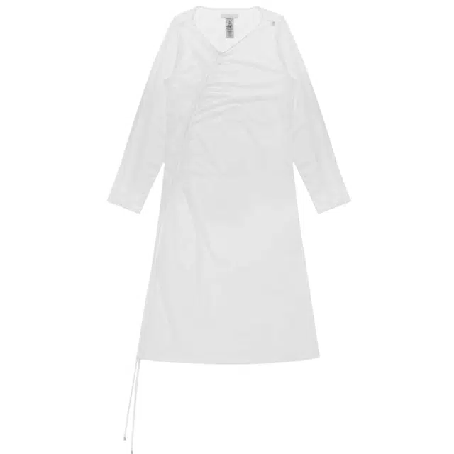 TREEMINGBIRD See-Through Shirring Long One-Piece V