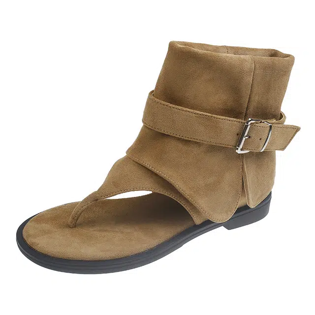 拾伍象 内增高百搭人字夹趾凉靴裤管靴 罗马凉鞋 女